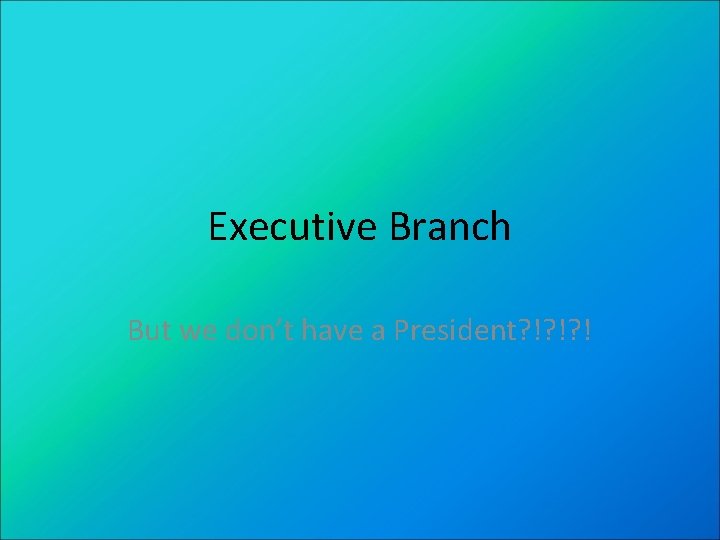 Executive Branch But we don’t have a President? !? !? ! 