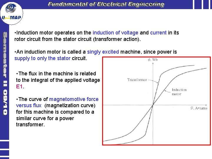  • Induction motor operates on the induction of voltage and current in its