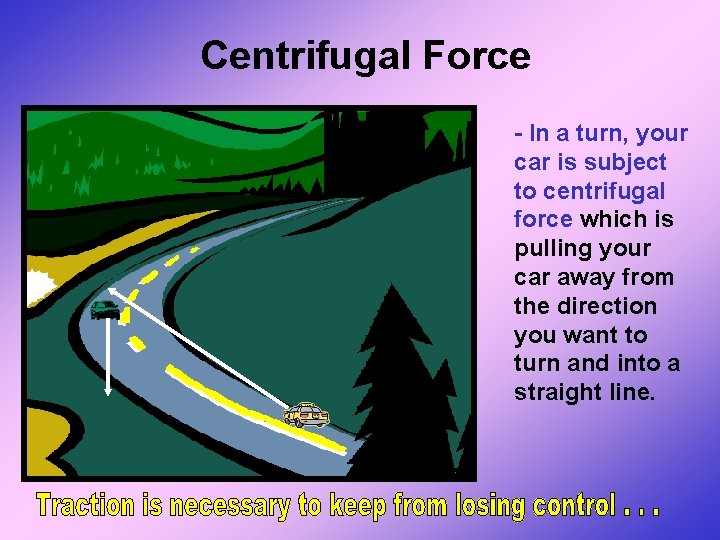 Centrifugal Force - In a turn, your car is subject to centrifugal force which Centrifugal Force - In a turn, your car is subject to centrifugal force which