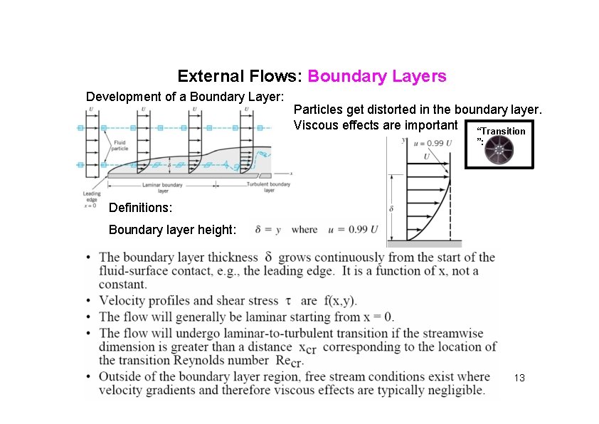External Flows: Boundary Layers Development of a Boundary Layer: Particles get distorted in the