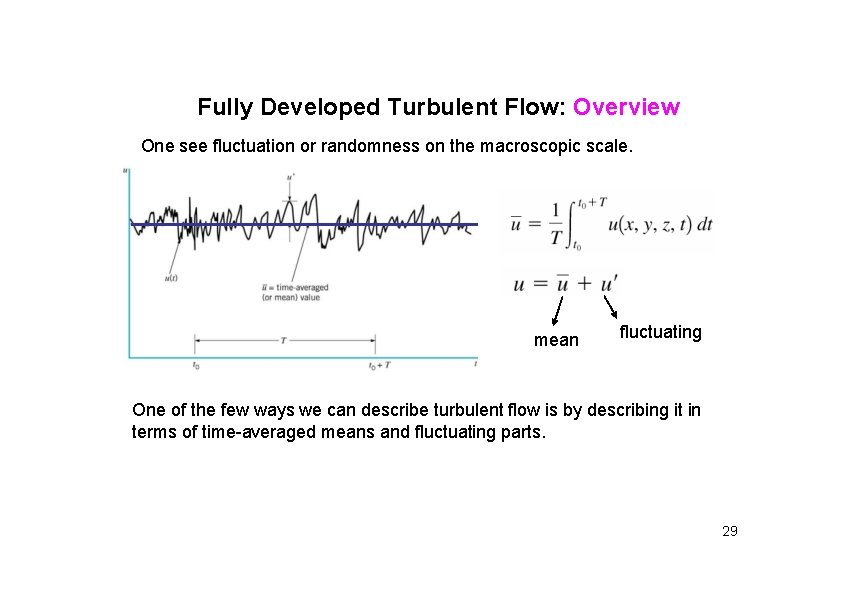 Fully Developed Turbulent Flow: Overview One see fluctuation or randomness on the macroscopic scale.