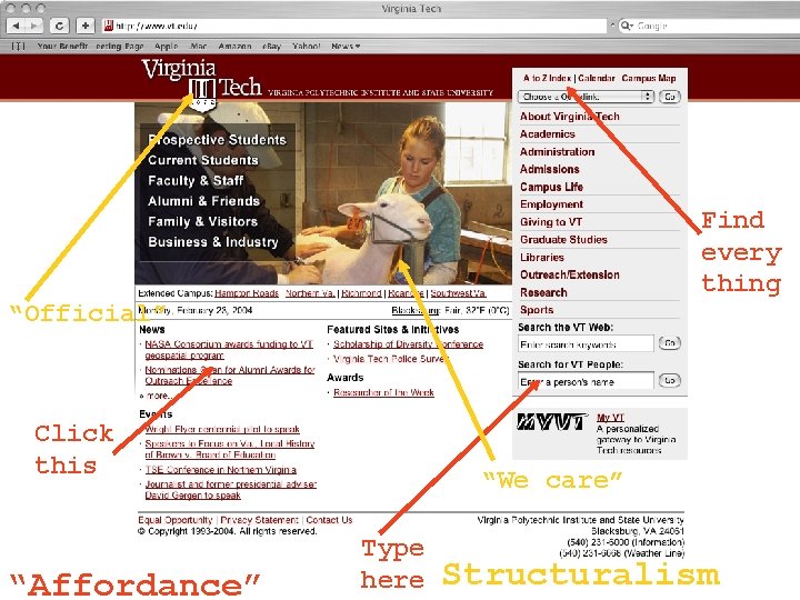 Find every thing “Official” Click this “Affordance” “We care” Type here Structuralism Find every thing “Official” Click this “Affordance” “We care” Type here Structuralism