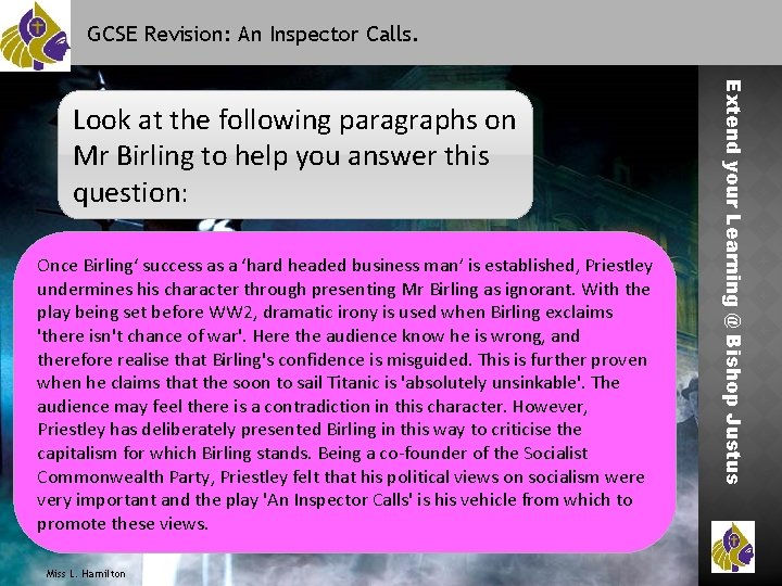 GCSE Revision: An Inspector Calls. Once Birling‘ success as a ‘hard headed business man’