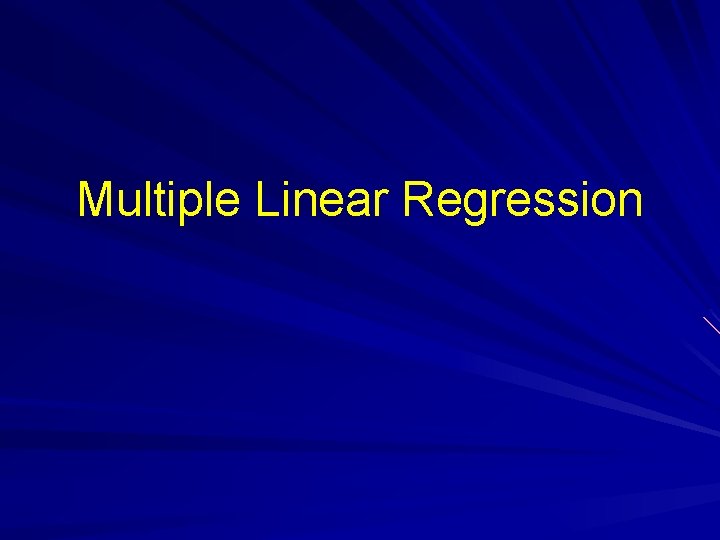 Multiple Linear Regression 