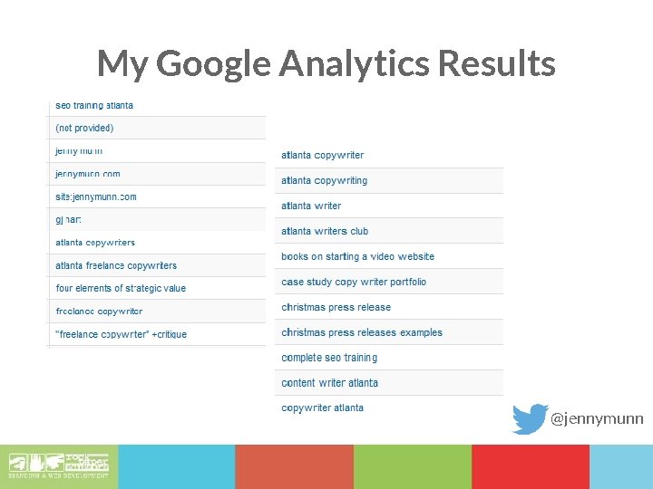 My Google Analytics Results @jennymunn 