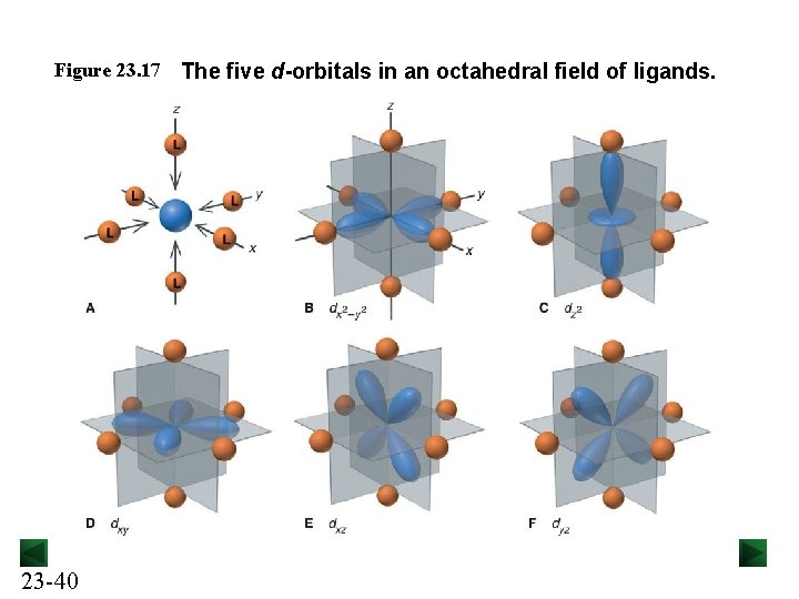 Figure 23. 17 23 -40 The five d-orbitals in an octahedral field of ligands.