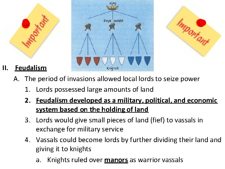 II. Feudalism A. The period of invasions allowed local lords to seize power 1.