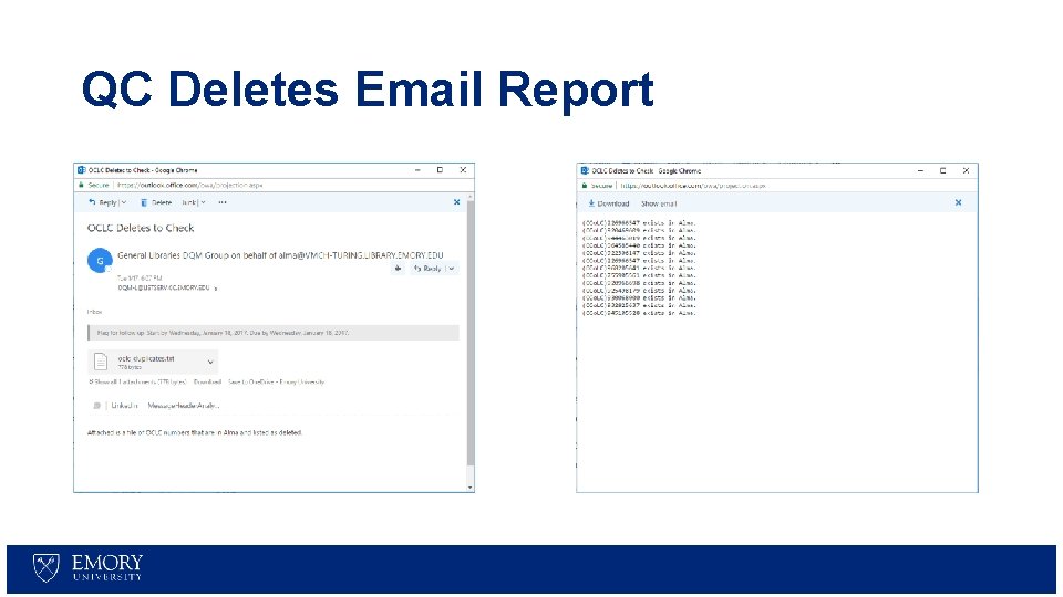 QC Deletes Email Report 