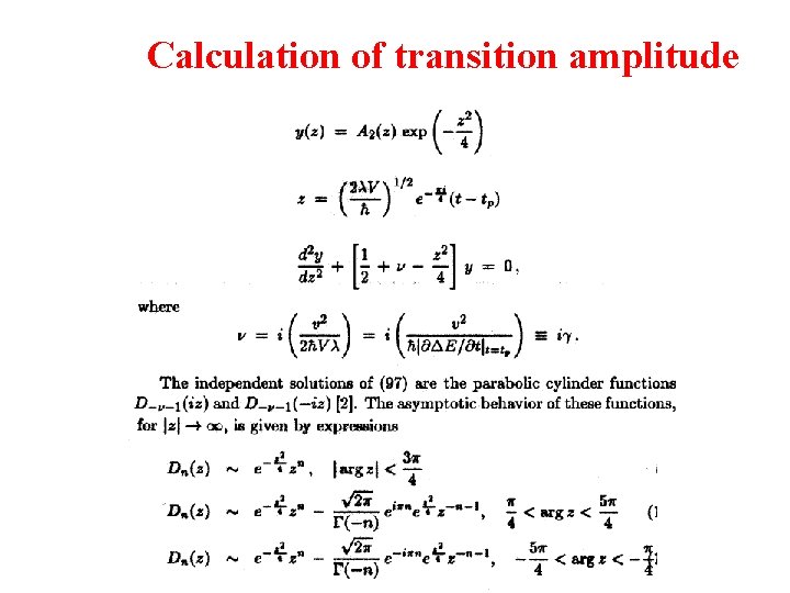 Calculation of transition amplitude 