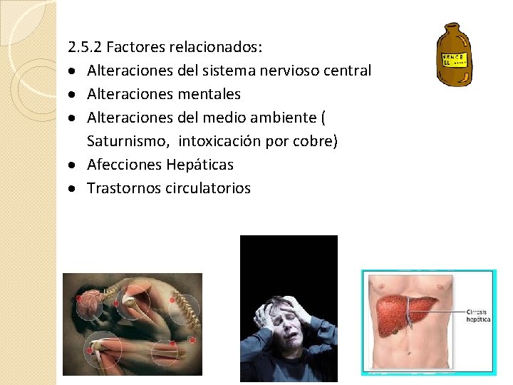 2. 5. 2 Factores relacionados: Alteraciones del sistema nervioso central Alteraciones mentales Alteraciones del