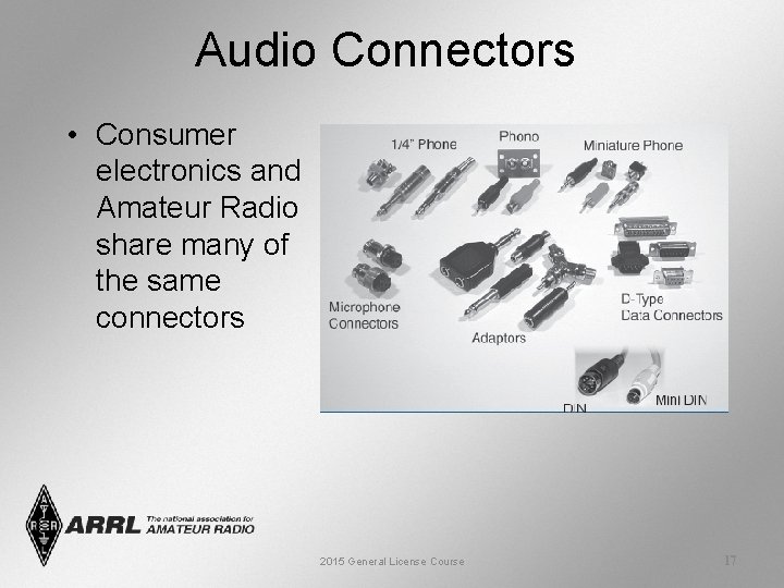 Audio Connectors • Consumer electronics and Amateur Radio share many of the same connectors