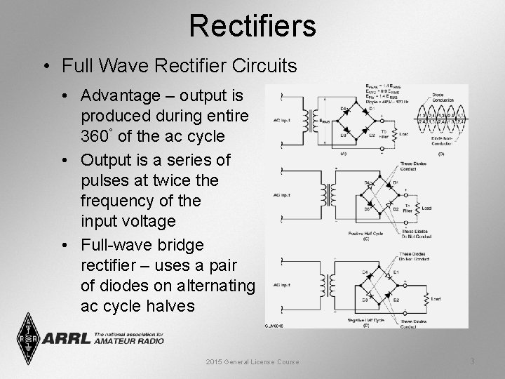 Rectifiers • Full Wave Rectifier Circuits • Advantage – output is produced during entire