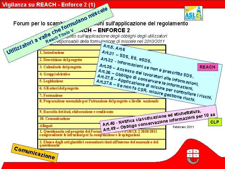 Vigilanza su REACH - Enforce 2 (1) ele c s mi no a l