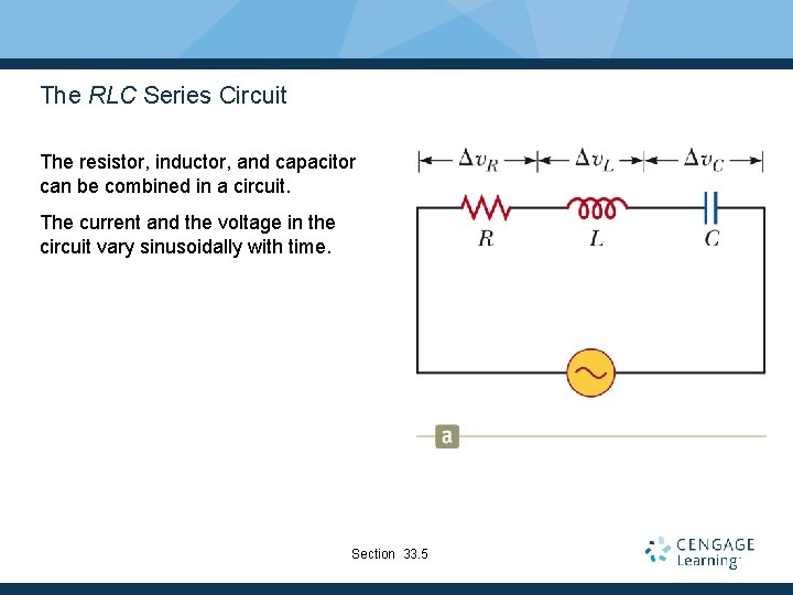 The RLC Series Circuit The resistor, inductor, and capacitor can be combined in a