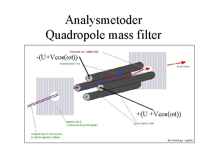 Analysmetoder Quadropole mass filter -(U+Vcos(wt)) +(U +Vcos(wt)) 