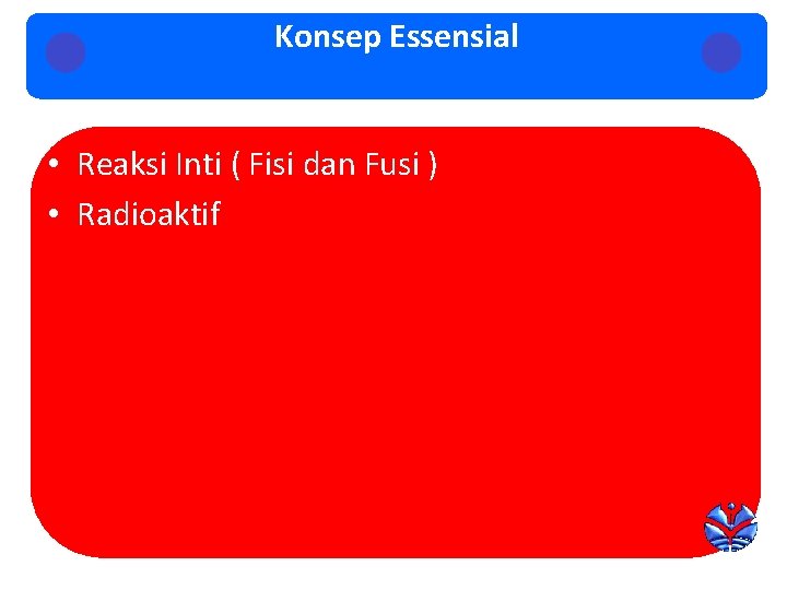 Konsep Essensial • Reaksi Inti ( Fisi dan Fusi ) • Radioaktif 