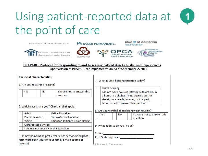 Using patient-reported data at the point of care 1 48 48 Using patient-reported data at the point of care 1 48 48