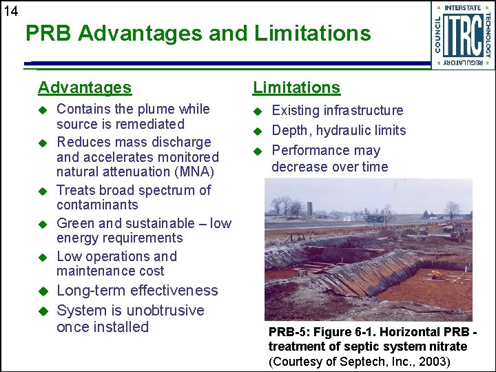 14 PRB Advantages and Limitations Advantages u u u u Contains the plume while