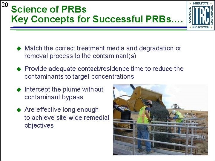 20 Science of PRBs Key Concepts for Successful PRBs…. u Match the correct treatment
