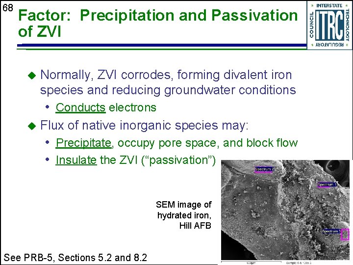 68 Factor: Precipitation and Passivation of ZVI u Normally, ZVI corrodes, forming divalent iron