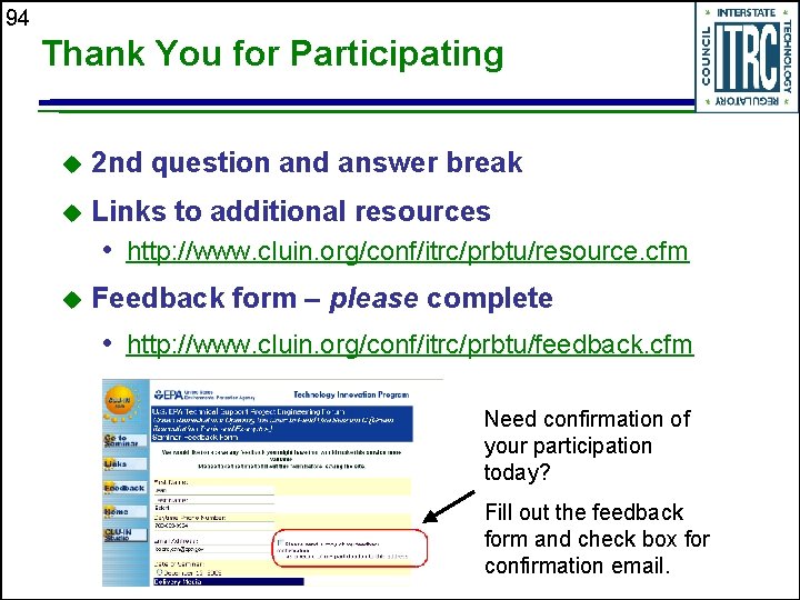 94 Thank You for Participating u 2 nd question and answer break u Links
