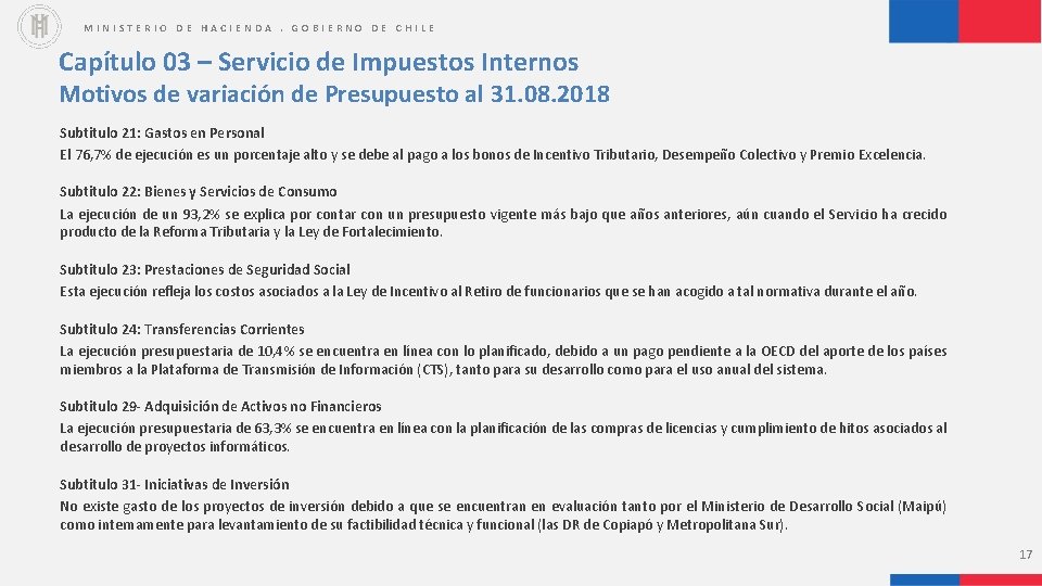 MINISTERIO DE HACIENDA. GOBIERNO DE CHILE Capítulo 03 – Servicio de Impuestos Internos Motivos