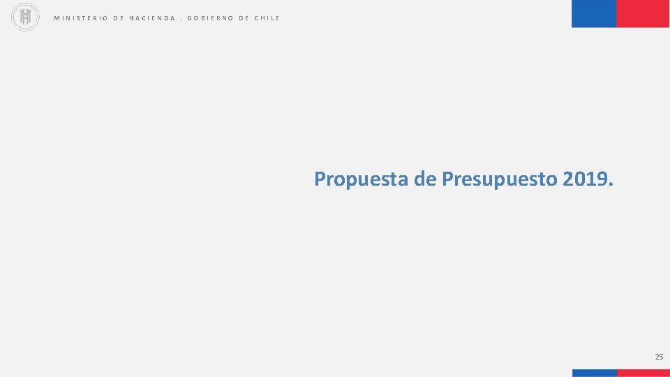 MINISTERIO DE HACIENDA. GOBIERNO DE CHILE Propuesta de Presupuesto 2019. 25 