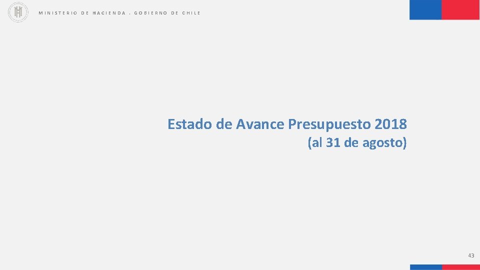 MINISTERIO DE HACIENDA. GOBIERNO DE CHILE Estado de Avance Presupuesto 2018 (al 31 de