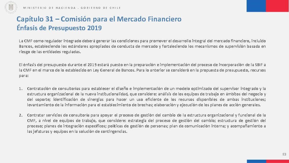 MINISTERIO DE HACIENDA. GOBIERNO DE CHILE Capítulo 31 – Comisión para el Mercado Financiero