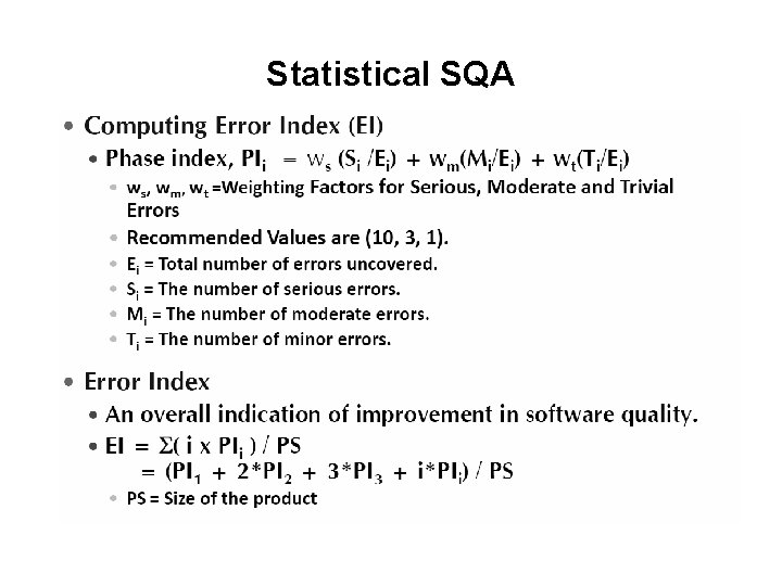 Statistical SQA 