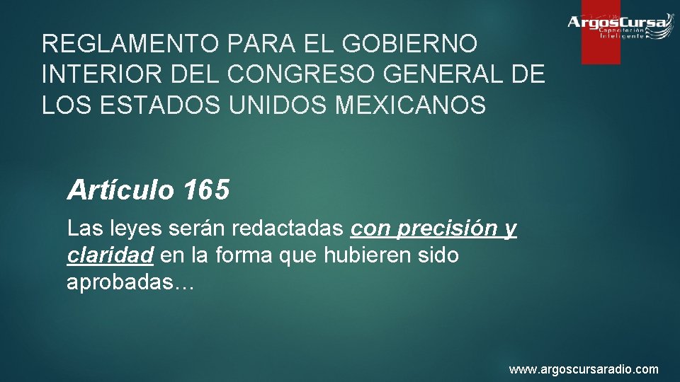 REGLAMENTO PARA EL GOBIERNO INTERIOR DEL CONGRESO GENERAL DE LOS ESTADOS UNIDOS MEXICANOS Artículo