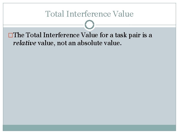 Total Interference Value �The Total Interference Value for a task pair is a relative Total Interference Value �The Total Interference Value for a task pair is a relative