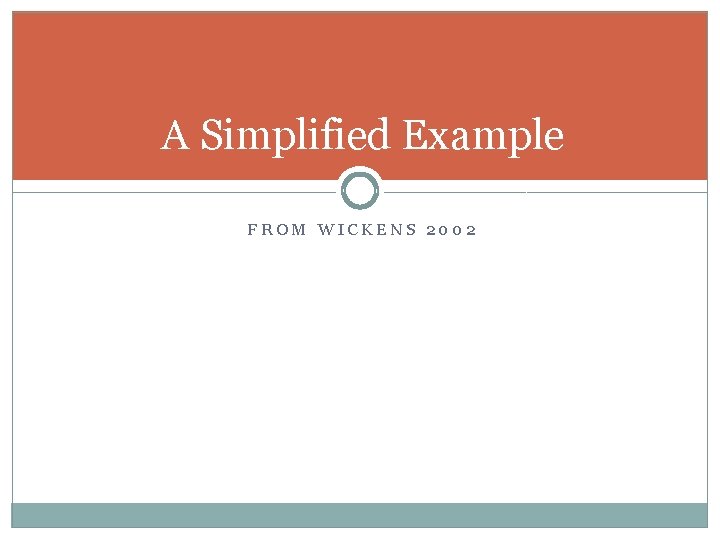 A Simplified Example FROM WICKENS 2002 A Simplified Example FROM WICKENS 2002
