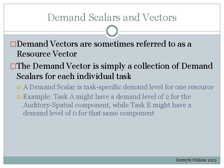 Demand Scalars and Vectors �Demand Vectors are sometimes referred to as a Resource Vector Demand Scalars and Vectors �Demand Vectors are sometimes referred to as a Resource Vector