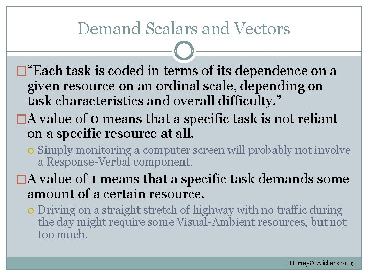 Demand Scalars and Vectors �“Each task is coded in terms of its dependence on Demand Scalars and Vectors �“Each task is coded in terms of its dependence on