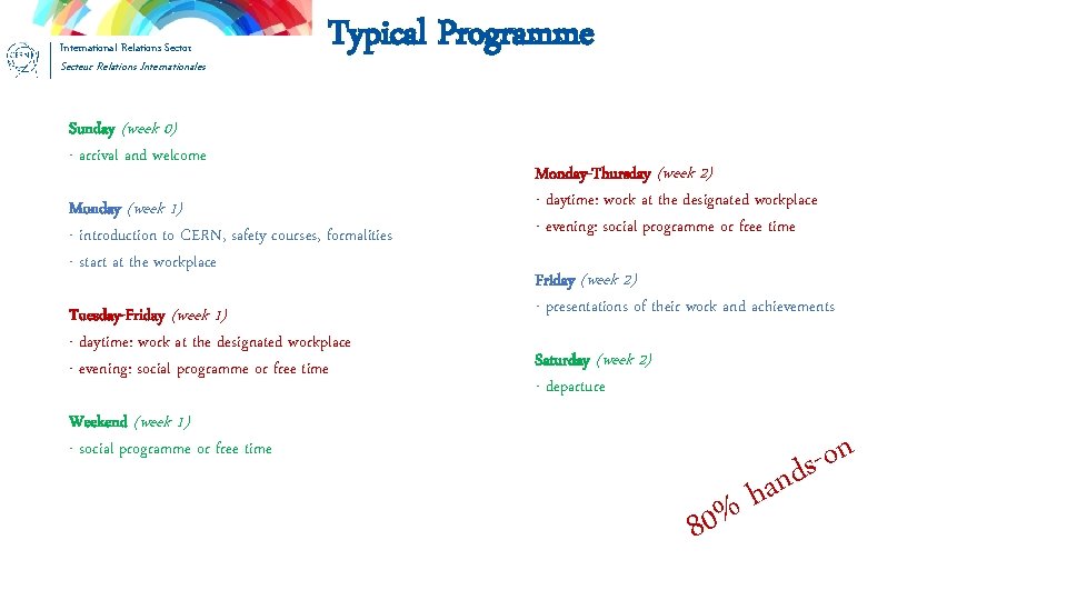 International Relations Sector Secteur Relations Internationales Typical Programme Sunday (week 0) - arrival and