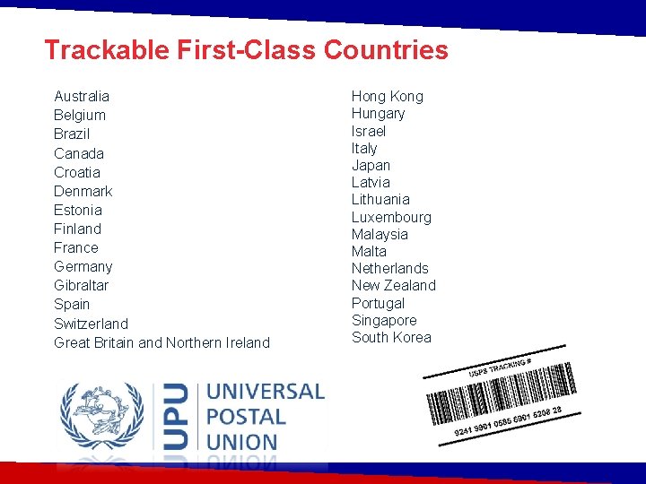 Trackable First-Class Countries Australia Belgium Brazil Canada Croatia Denmark Estonia Finland France Germany Gibraltar
