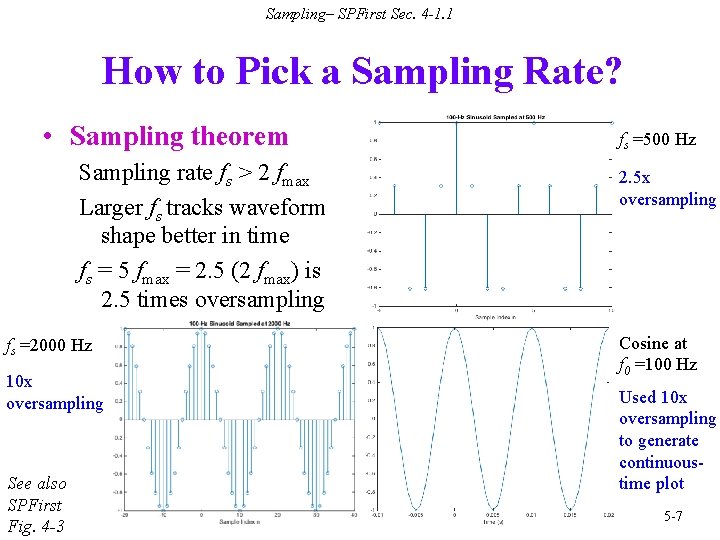 Sampling– SPFirst Sec. 4 -1. 1 How to Pick a Sampling Rate? • Sampling