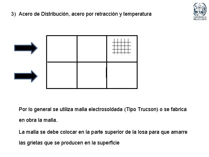 3) Acero de Distribución, acero por retracción y temperatura Por lo general se utiliza