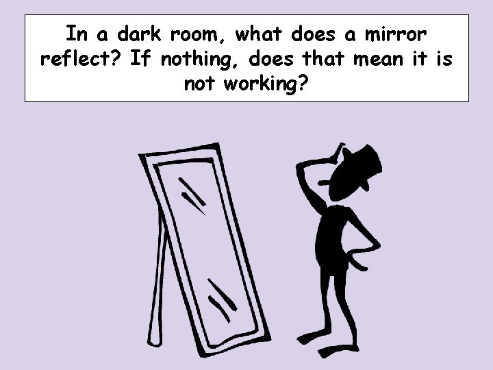 In a dark room, what does a mirror reflect? If nothing, does that mean In a dark room, what does a mirror reflect? If nothing, does that mean
