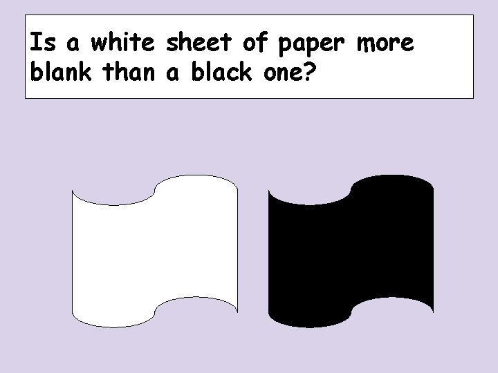 Is a white sheet of paper more blank than a black one? Is a white sheet of paper more blank than a black one?