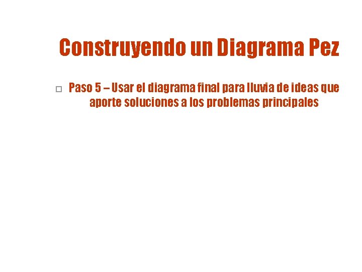 Construyendo un Diagrama Pez o Paso 5 – Usar el diagrama final para lluvia Construyendo un Diagrama Pez o Paso 5 – Usar el diagrama final para lluvia