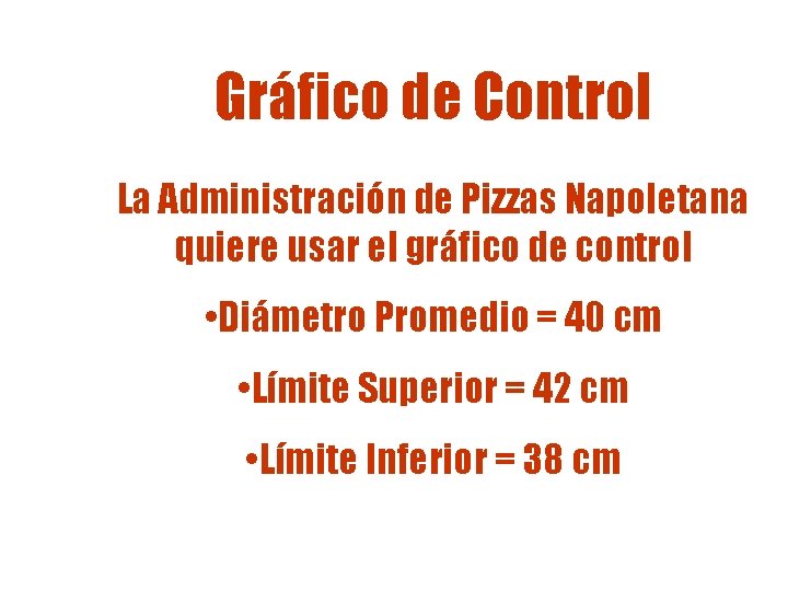 Gráfico de Control La Administración de Pizzas Napoletana quiere usar el gráfico de control Gráfico de Control La Administración de Pizzas Napoletana quiere usar el gráfico de control