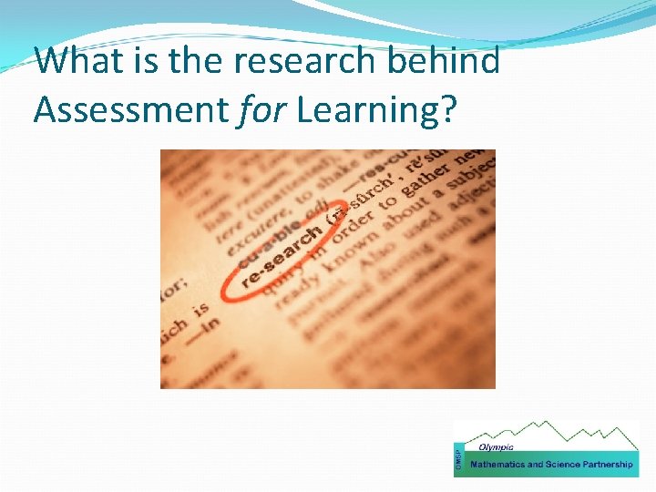 What is the research behind Assessment for Learning? 