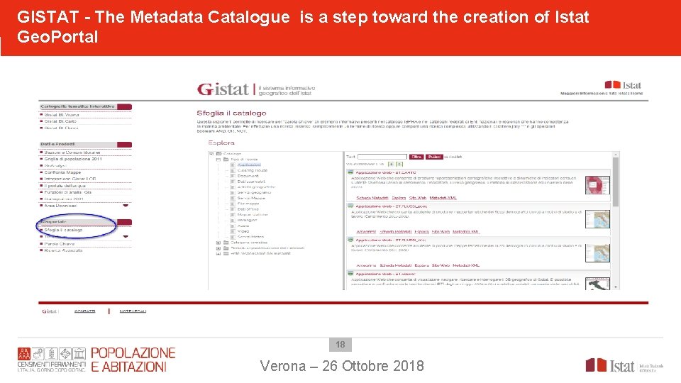 GISTAT - The Metadata Catalogue is a step toward the creation of Istat Geo.