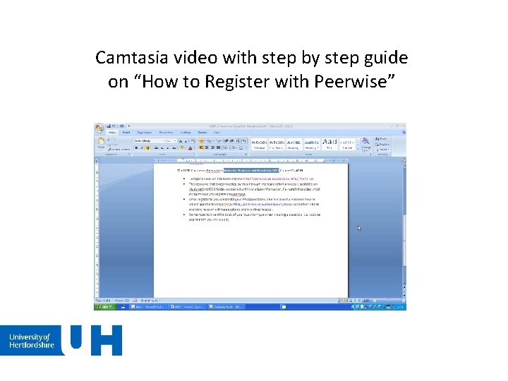 Camtasia video with step by step guide on “How to Register with Peerwise” Camtasia video with step by step guide on “How to Register with Peerwise”