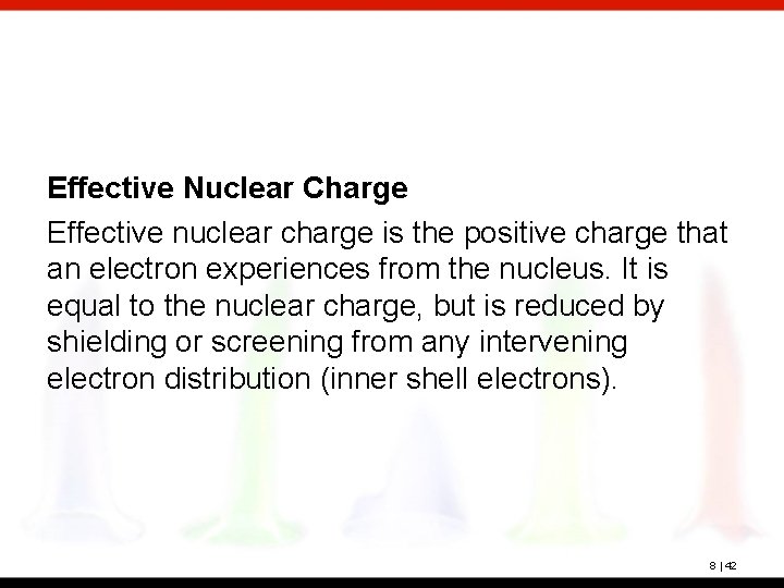 Effective Nuclear Charge Effective nuclear charge is the positive charge that an electron experiences