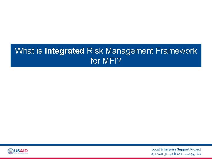 What is Integrated Risk Management Framework for MFI? 