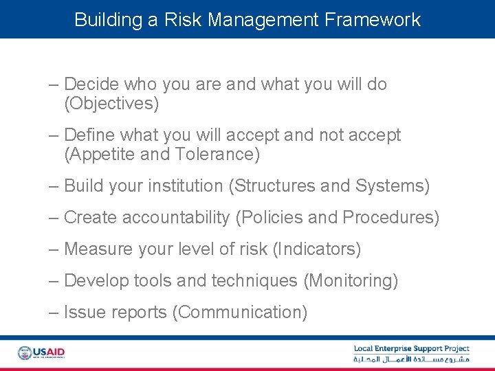 Building a Risk Management Framework – Decide who you are and what you will