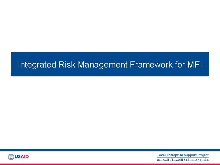 Integrated Risk Management Framework for MFI 